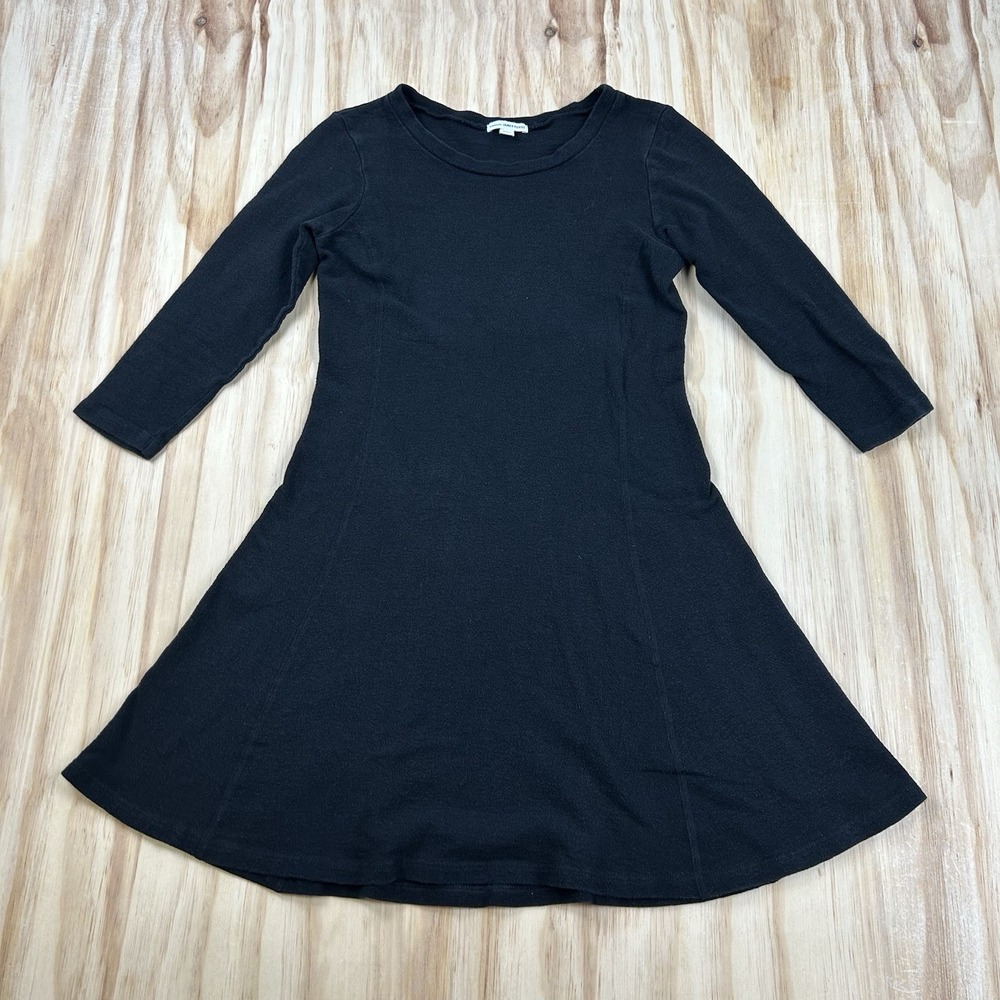 James Perse Women's Designer Fit & Flare Midi Dress Black Size 2 USA Made Cotton